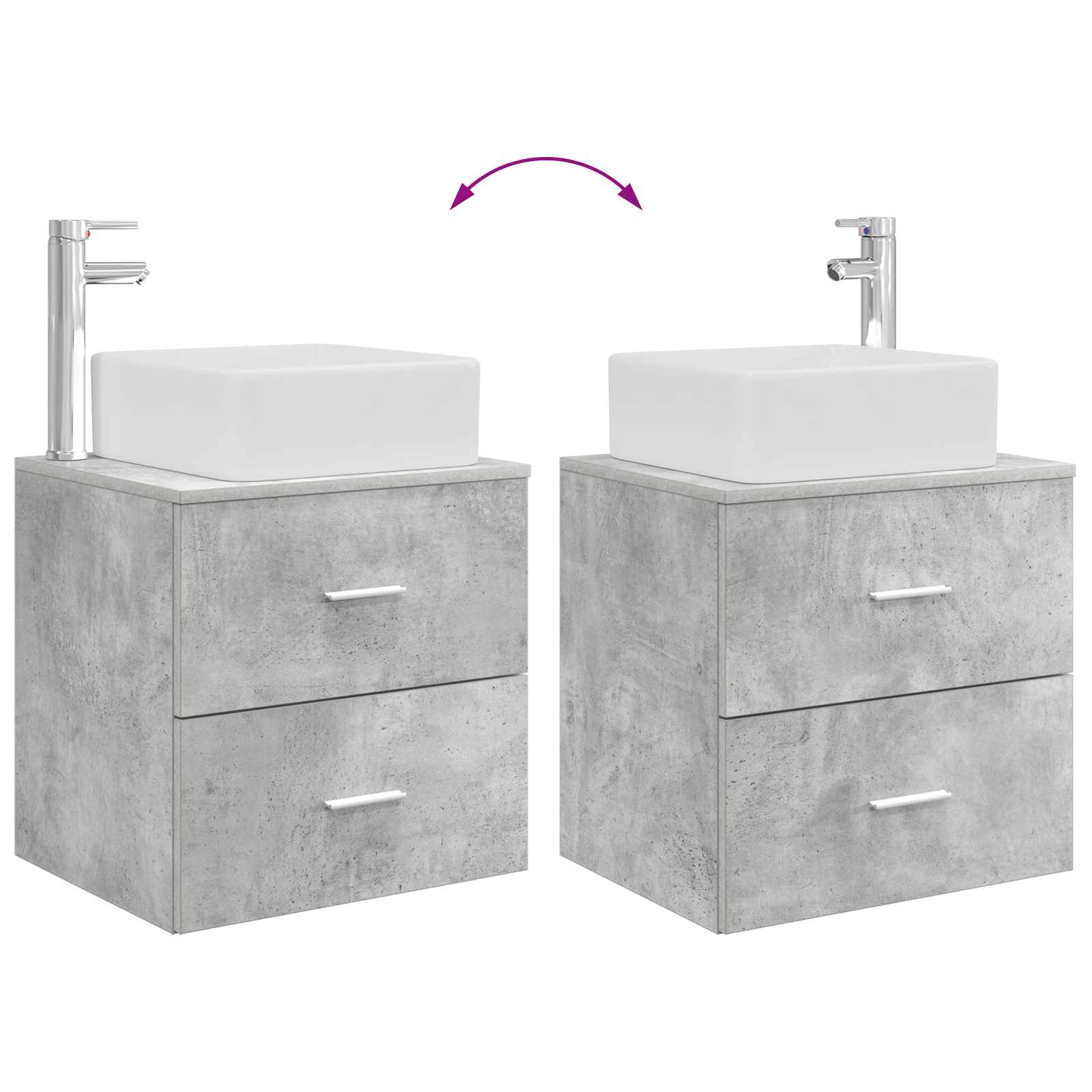 Set di mobili per il bagno 2 pcs Grigio Cemento | homemem39