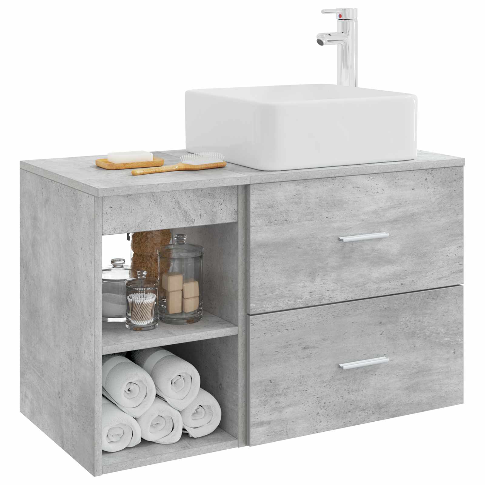 Set di mobili per il bagno 2 pcs Grigio Cemento | homemem39