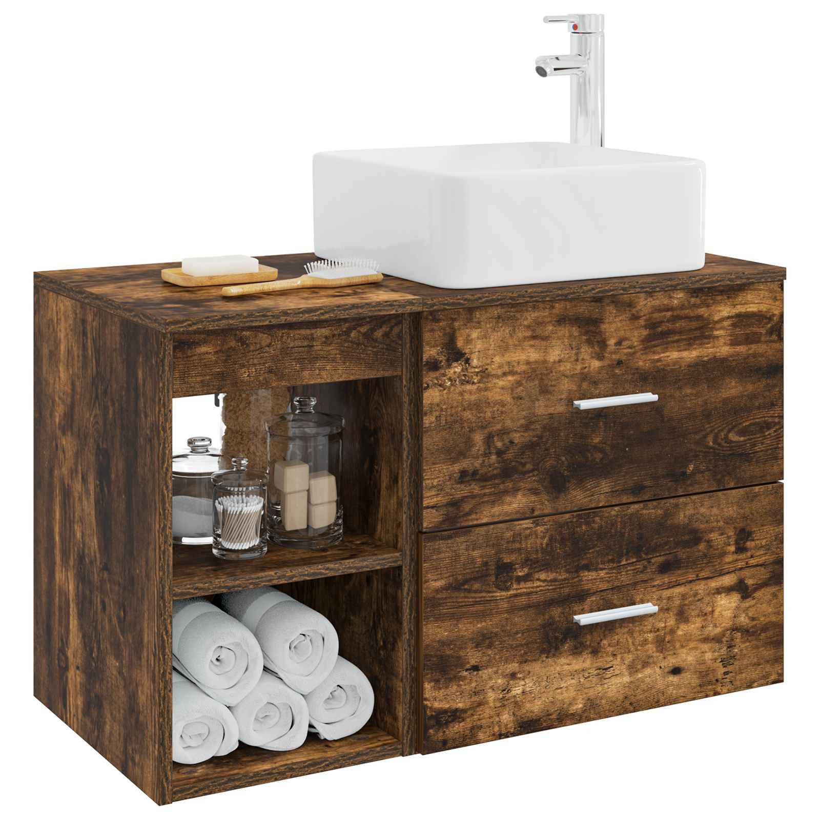 Set di mobili per il bagno 2 pcs Rovere Fumo | homemem39