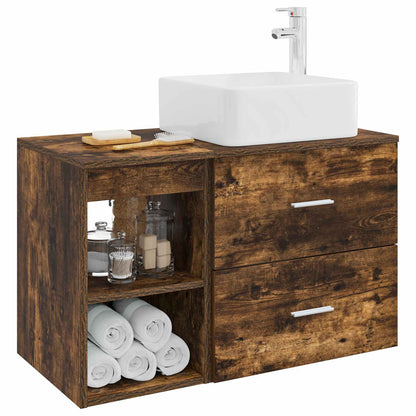 Set di mobili per il bagno 2 pcs Rovere Fumo | homemem39