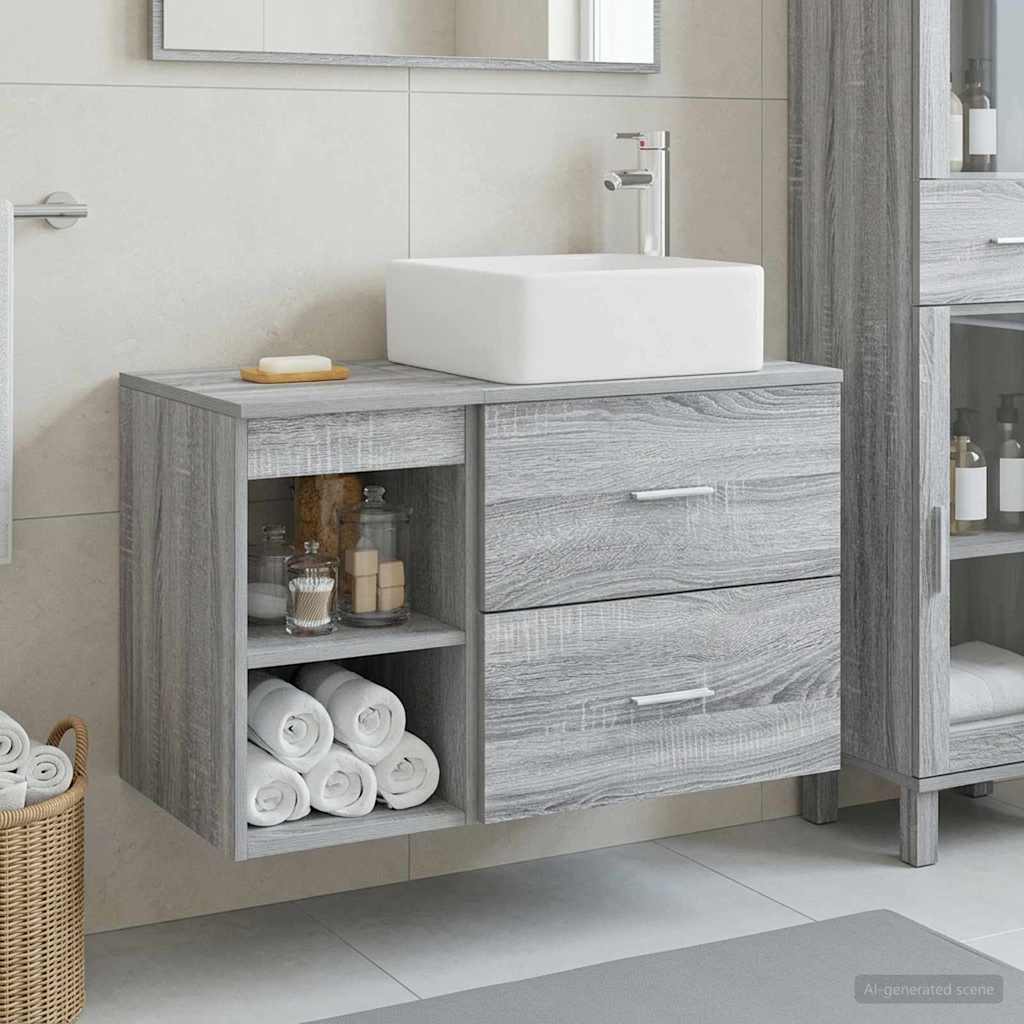 Set di mobili per il bagno 2 pcs Sonoma grigio | homemem39