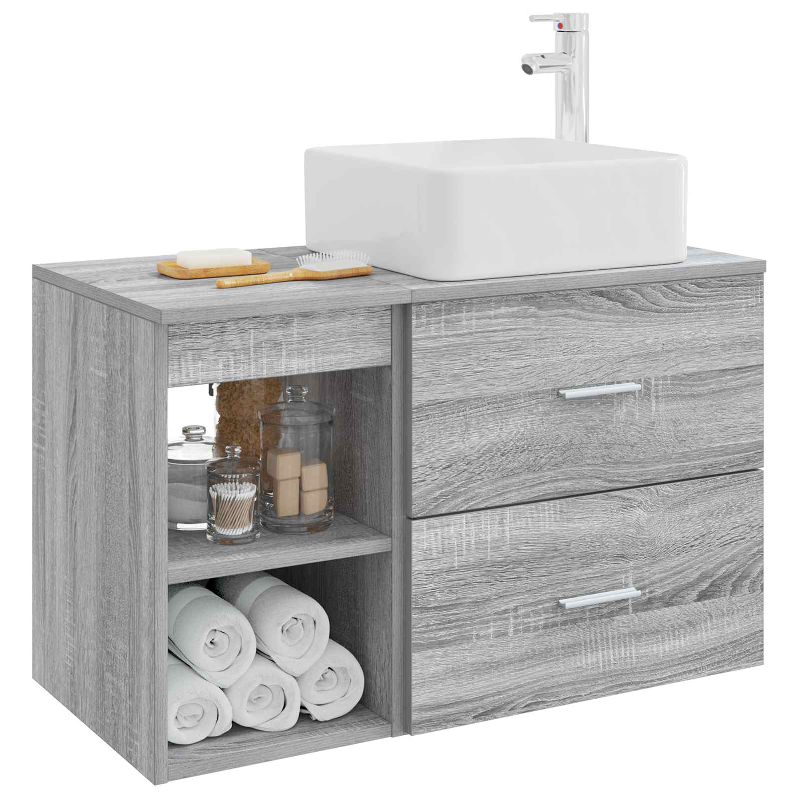 Set di mobili per il bagno 2 pcs Sonoma grigio | homemem39