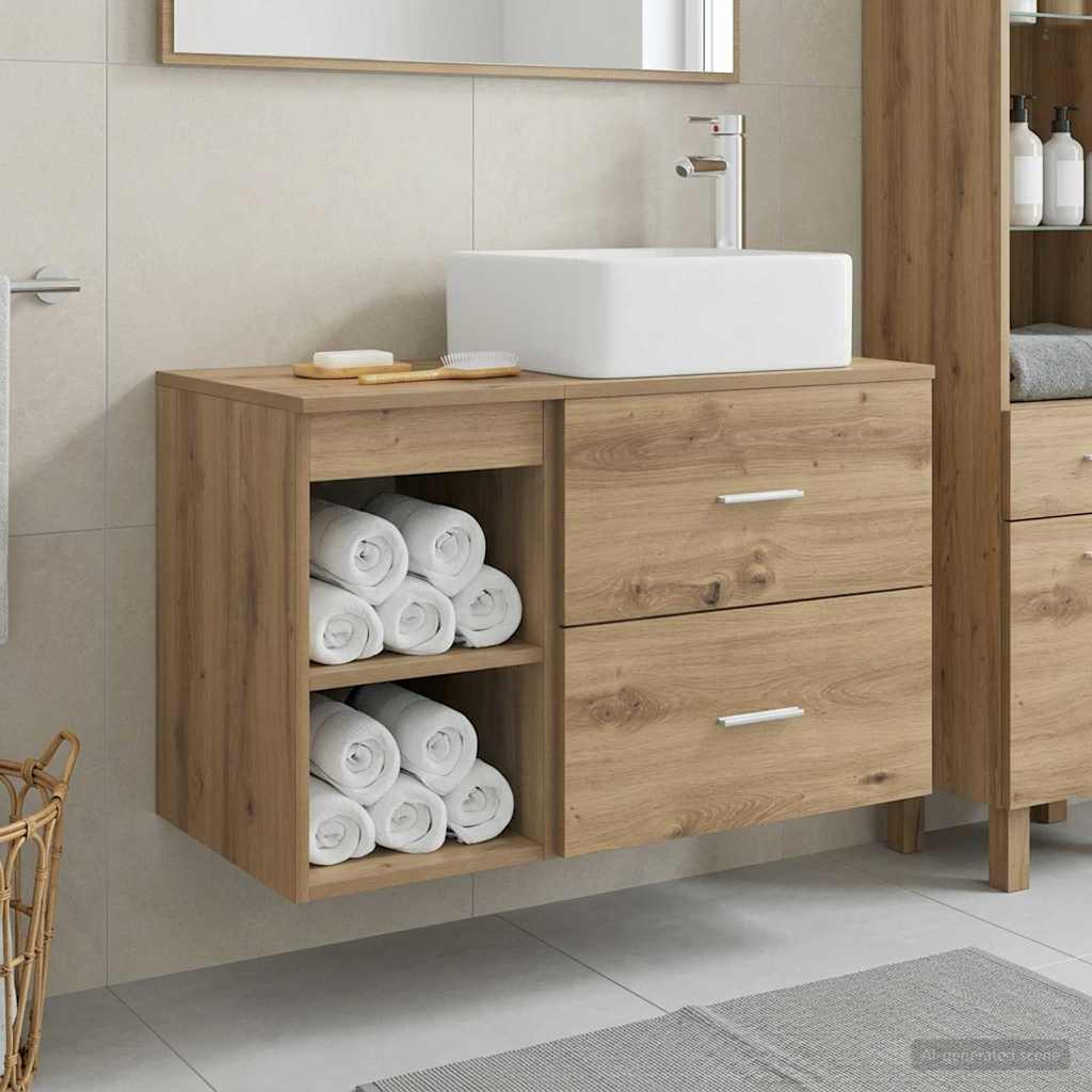 Set di mobili per il bagno 2 pz Rovere Artigianale | homemem39
