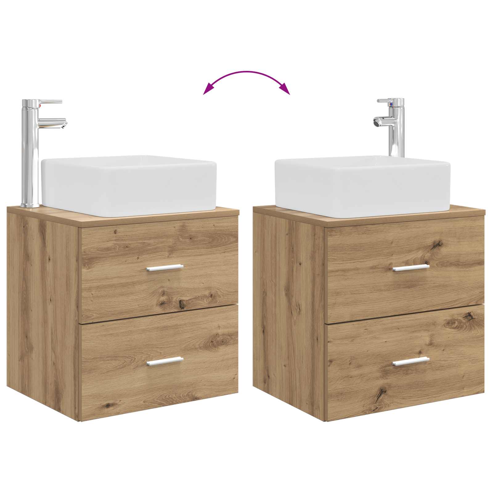 Set di mobili per il bagno 2 pz Rovere Artigianale | homemem39