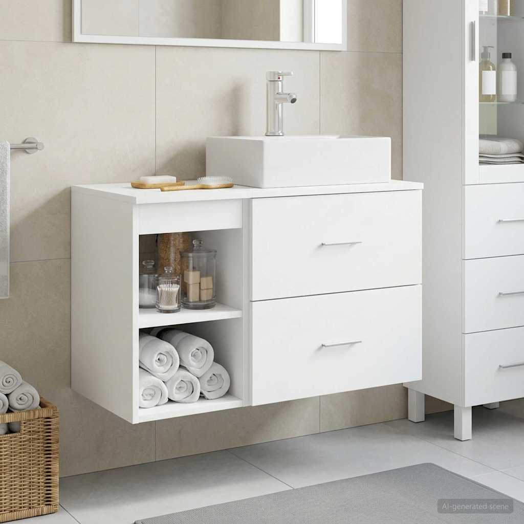 Set di mobili per il bagno 2 pcs Bianco Legno ingegnerizzato | homemem39