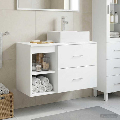 Set di mobili per il bagno 2 pcs Bianco Legno ingegnerizzato | homemem39