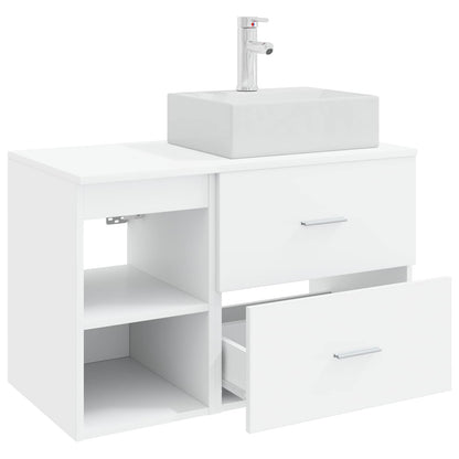 Set di mobili per il bagno 2 pcs Bianco Legno ingegnerizzato | homemem39
