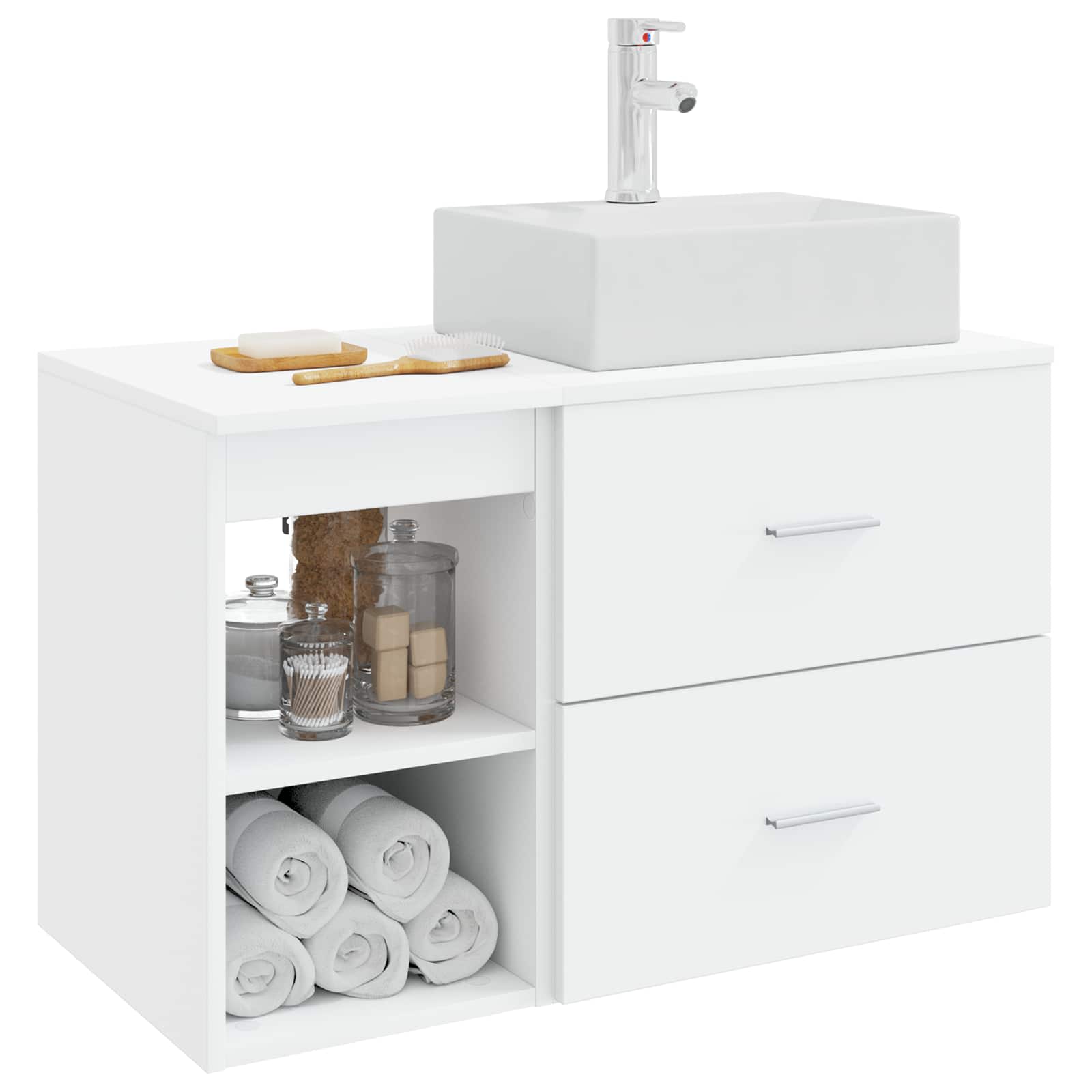 Set di mobili per il bagno 2 pcs Bianco Legno ingegnerizzato | homemem39