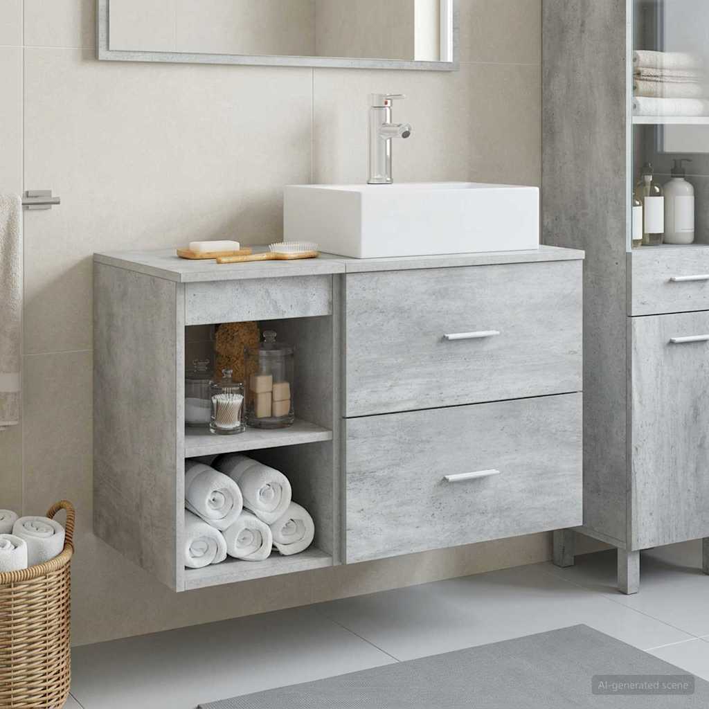 Set di mobili per il bagno 2 pcs Grigio Cemento | homemem39