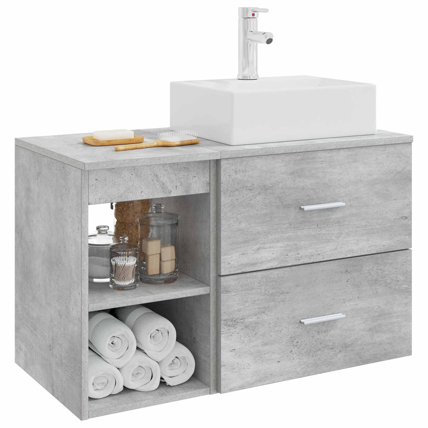 Set di mobili per il bagno 2 pcs Grigio Cemento | homemem39