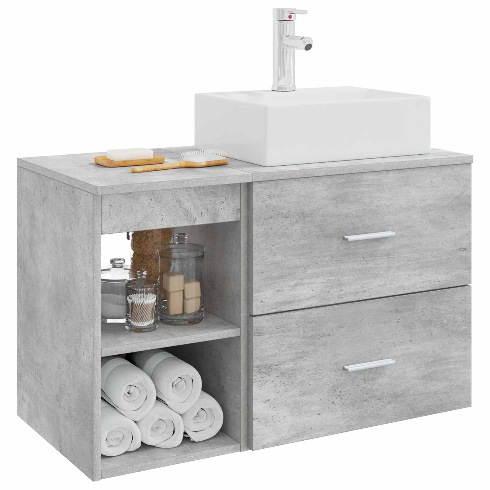 Set di mobili per il bagno 2 pcs Grigio Cemento | homemem39