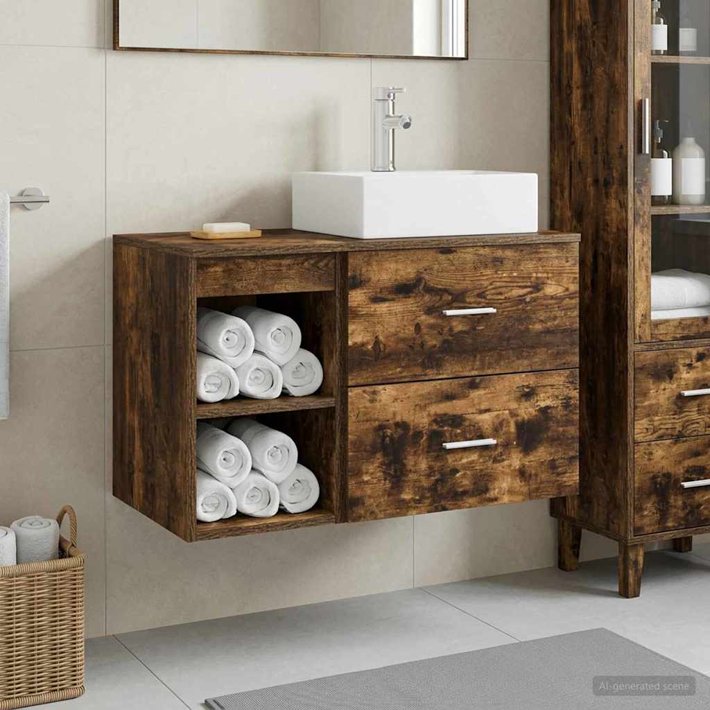 Set di mobili per il bagno 2 pcs Rovere Fumo | homemem39