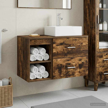 Set di mobili per il bagno 2 pcs Rovere Fumo | homemem39