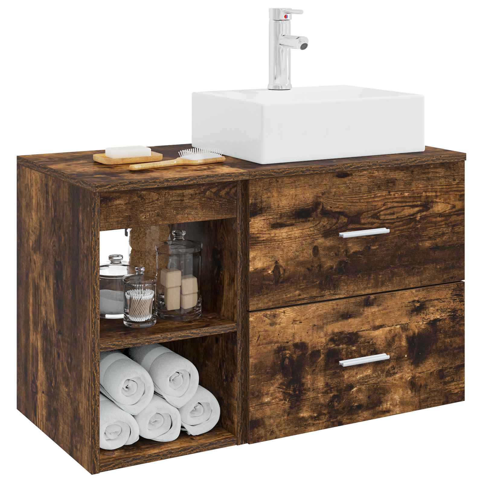 Set di mobili per il bagno 2 pcs Rovere Fumo | homemem39