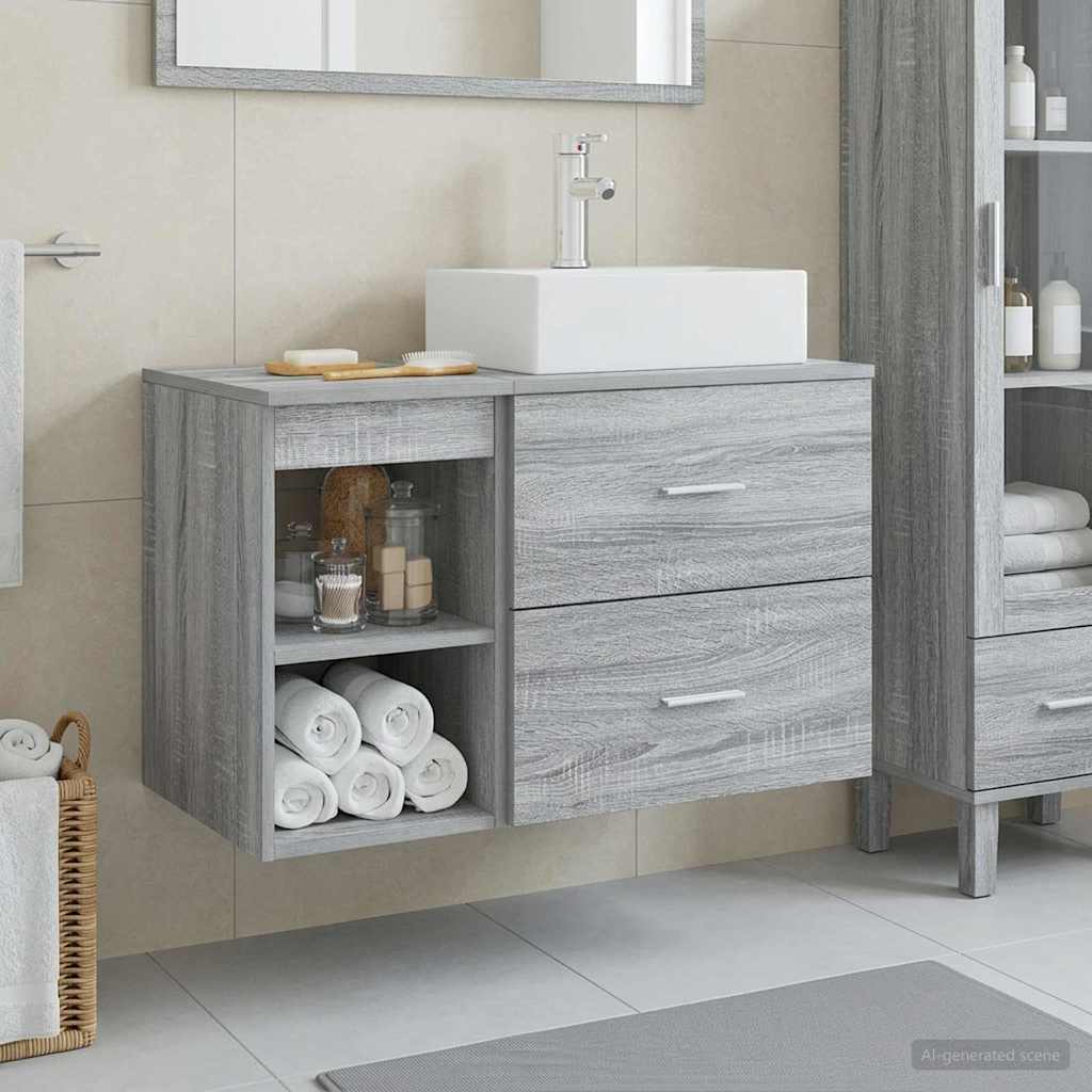 Set di mobili per il bagno 2 pcs Sonoma grigio | homemem39
