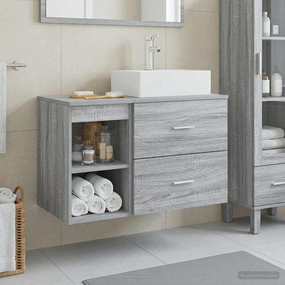 Set di mobili per il bagno 2 pcs Sonoma grigio | homemem39