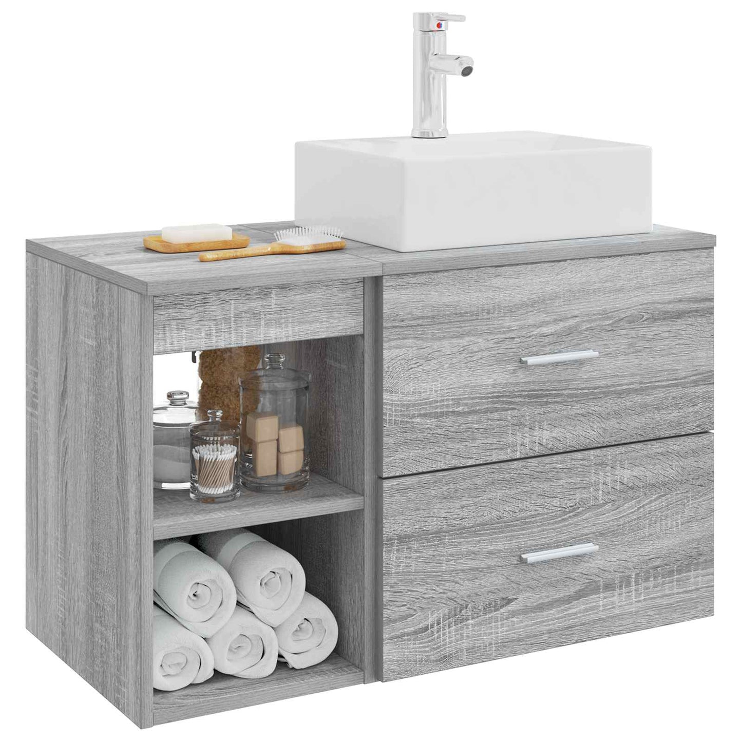 Set di mobili per il bagno 2 pcs Sonoma grigio | homemem39