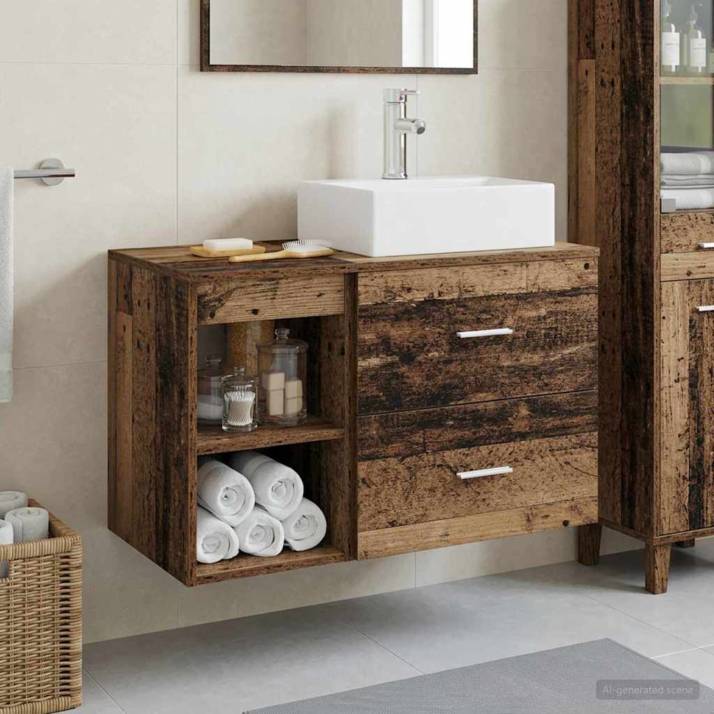 Set di mobili per il bagno 2 pcs Legno antico | homemem39