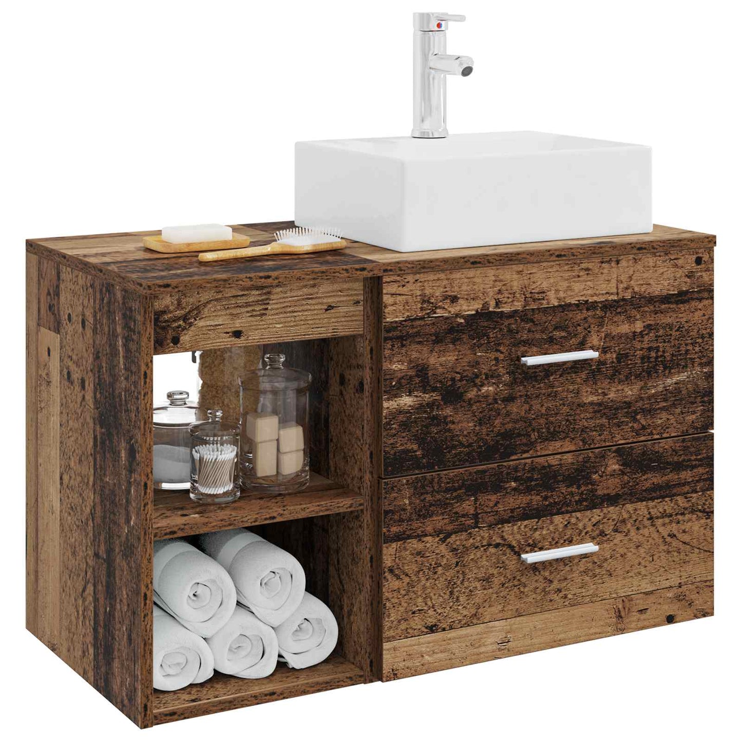 Set di mobili per il bagno 2 pcs Legno antico | homemem39