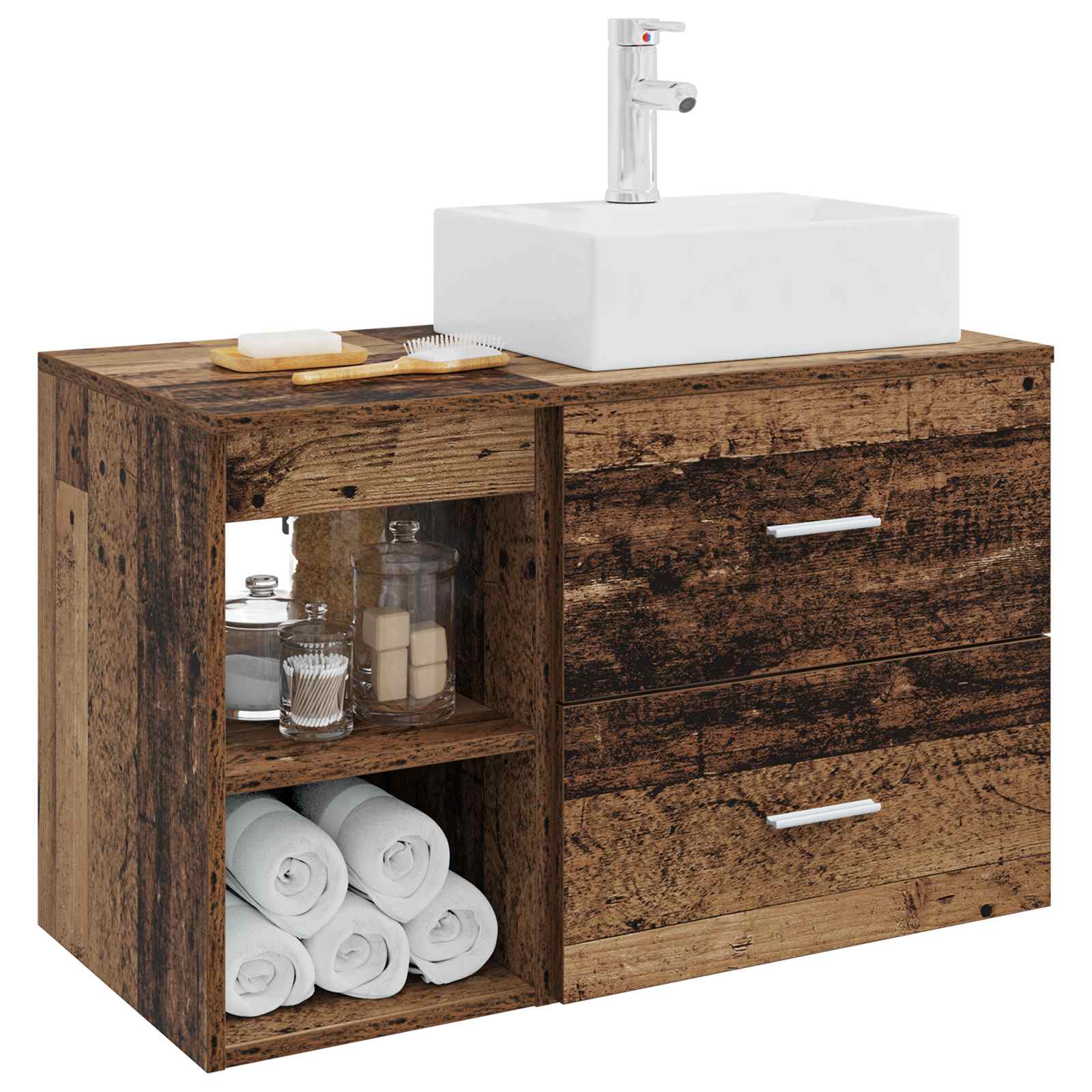 Set di mobili per il bagno 2 pcs Legno antico | homemem39