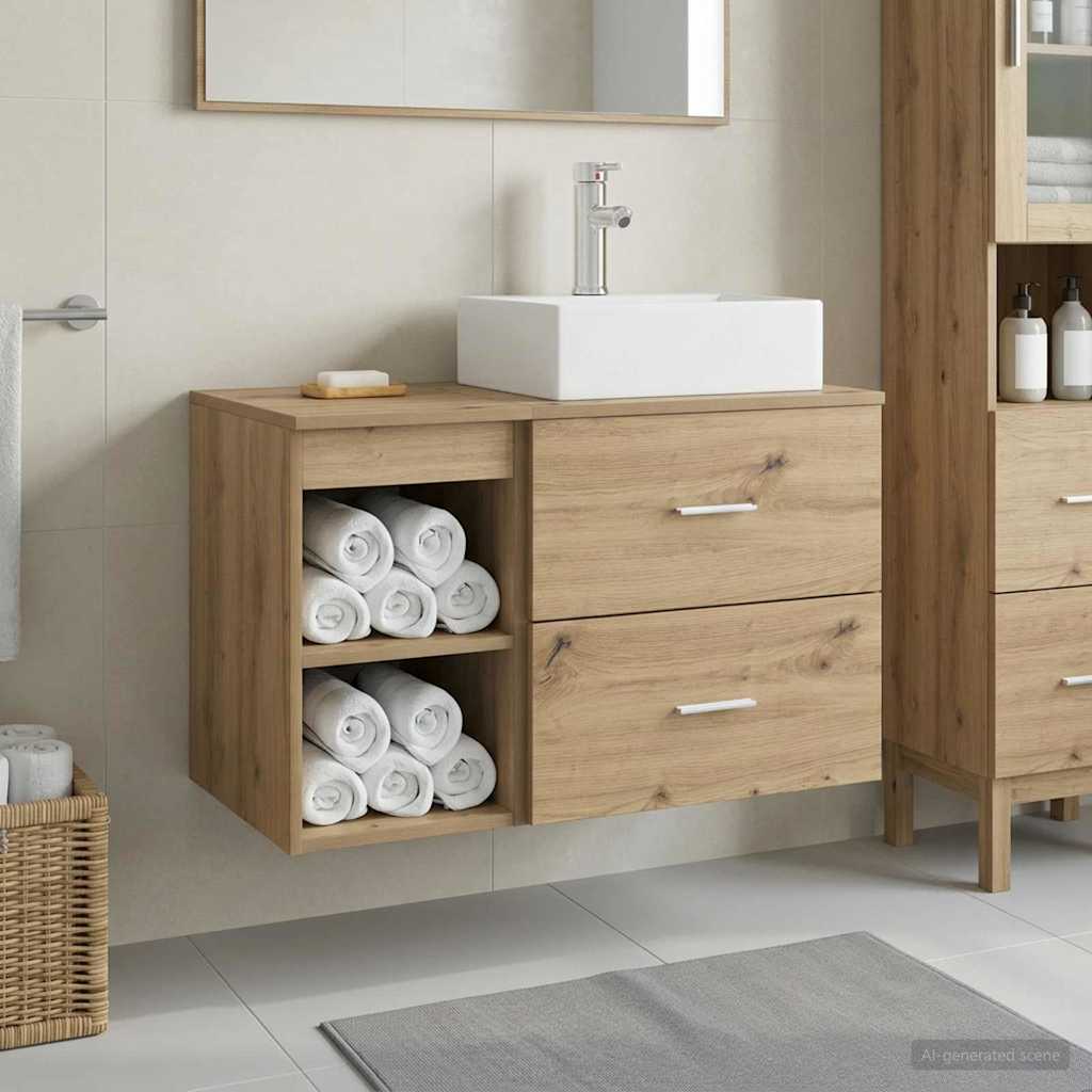 Set di mobili per il bagno 2 pz Rovere Artigianale | homemem39