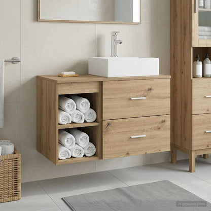 Set di mobili per il bagno 2 pz Rovere Artigianale | homemem39