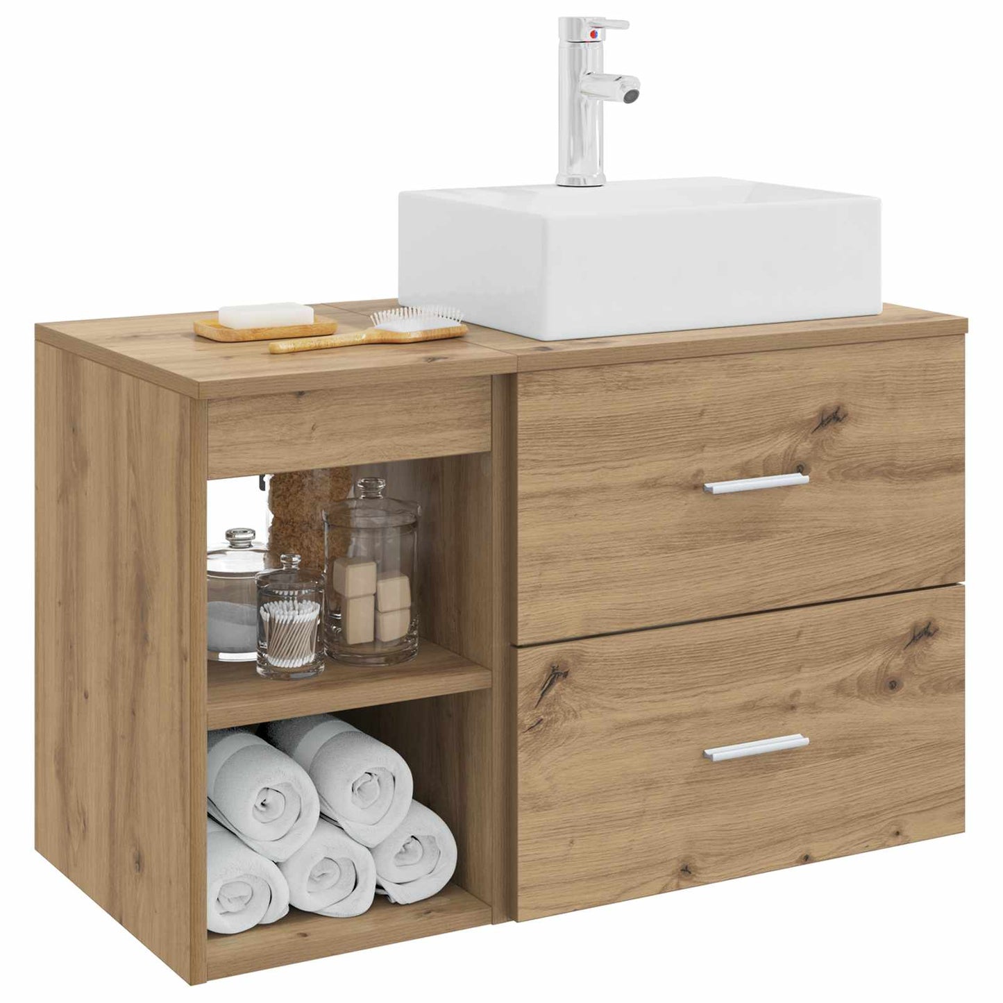 Set di mobili per il bagno 2 pz Rovere Artigianale | homemem39