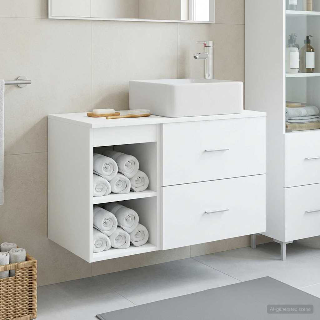 Set di mobili per il bagno 2 pcs Bianco Legno ingegnerizzato | homemem39