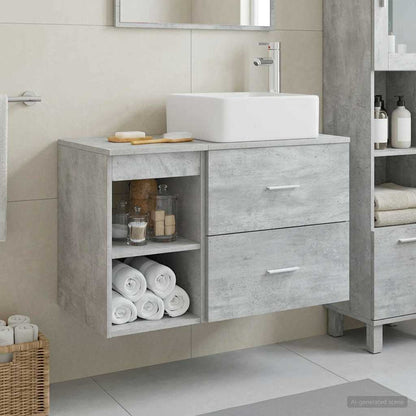 Set di mobili per il bagno 2 pcs Grigio Cemento | homemem39