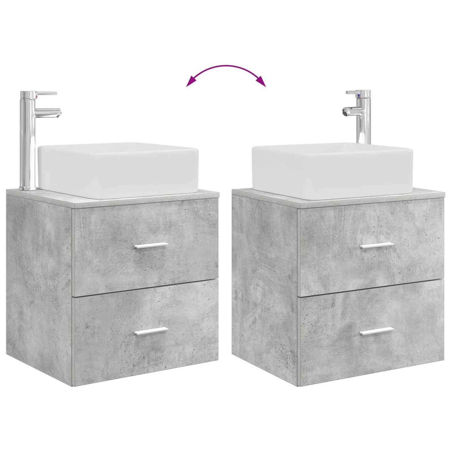 Set di mobili per il bagno 2 pcs Grigio Cemento | homemem39