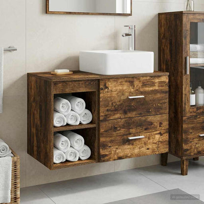 Set di mobili per il bagno 2 pcs Rovere Fumo | homemem39