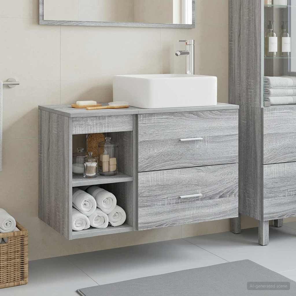 Set di mobili per il bagno 2 pcs Sonoma grigio | homemem39