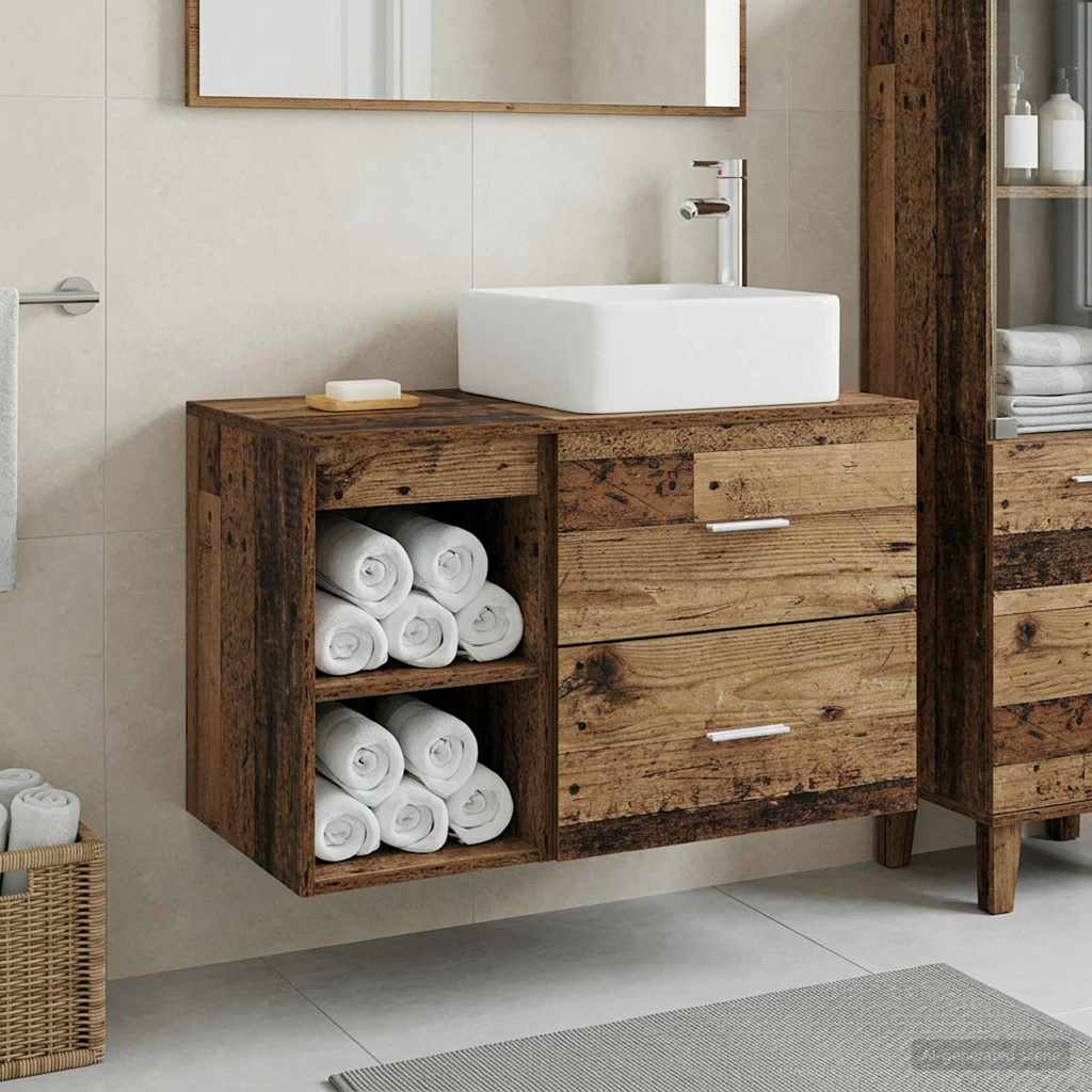 Set di mobili per il bagno 2 pcs Legno antico | homemem39