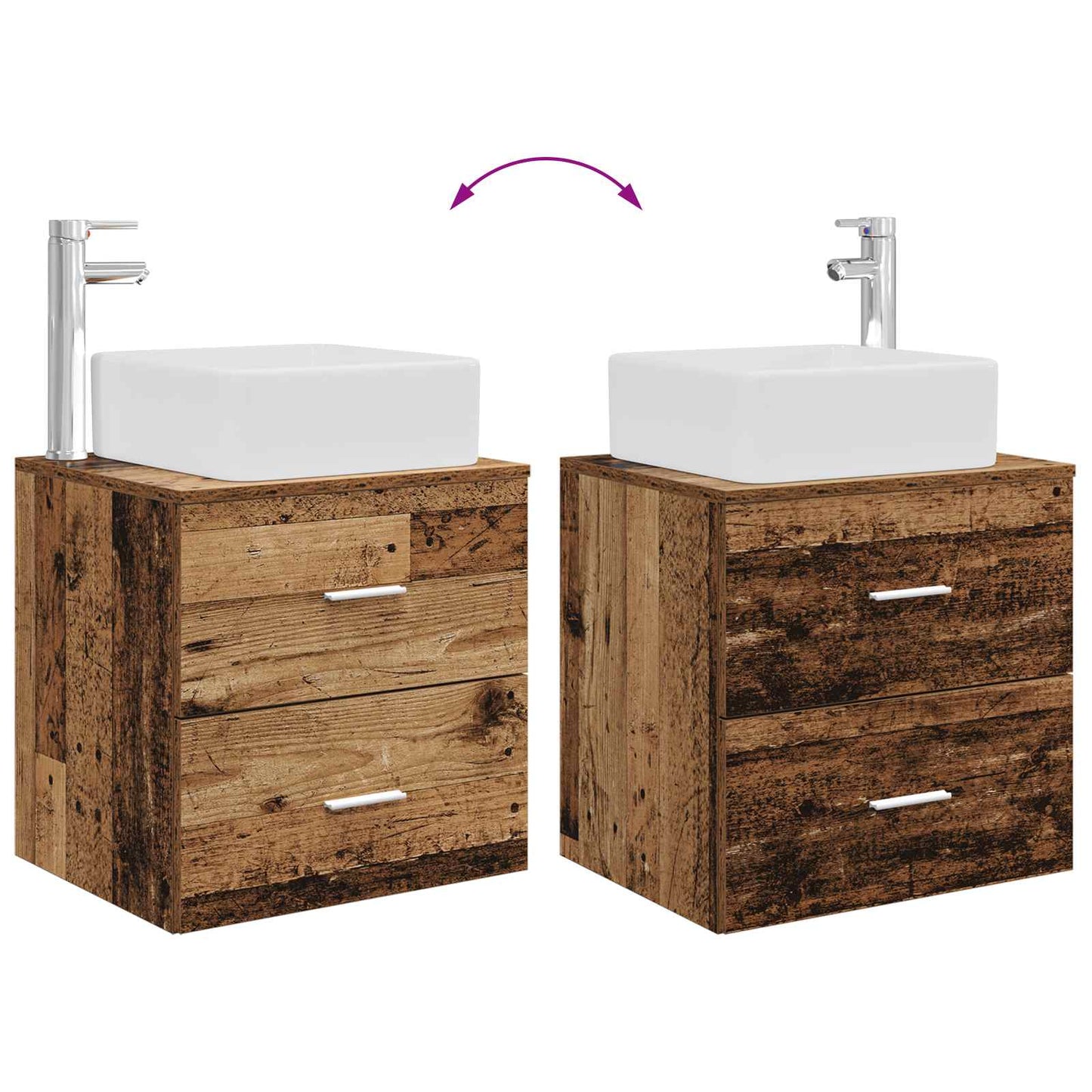 Set di mobili per il bagno 2 pcs Legno antico | homemem39