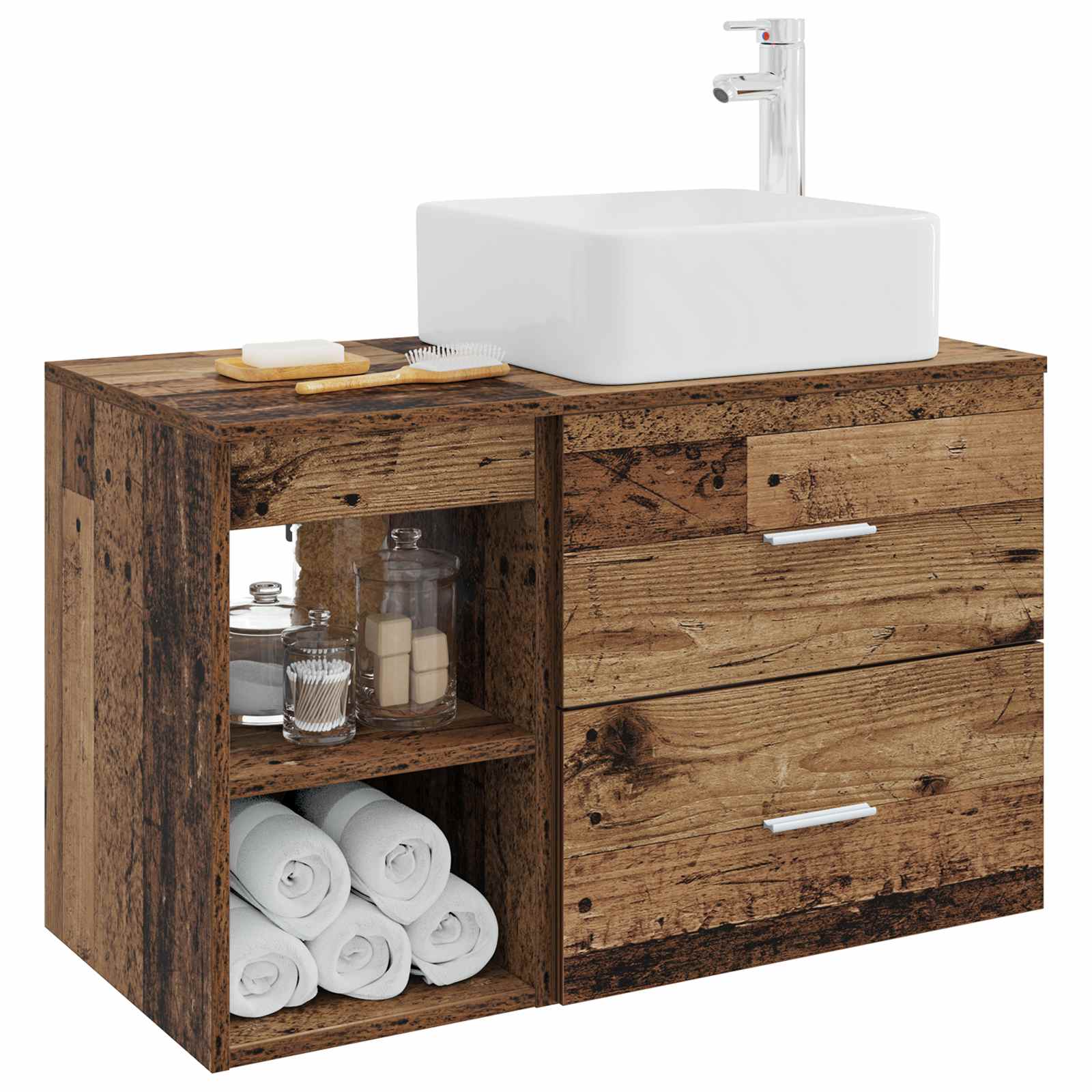 Set di mobili per il bagno 2 pcs Legno antico | homemem39