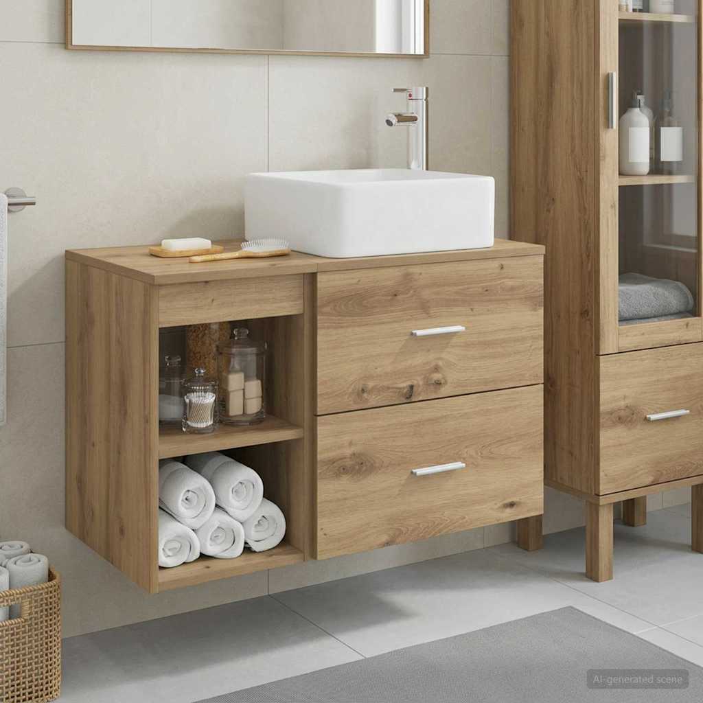 Set di mobili per il bagno 2 pz Rovere Artigianale