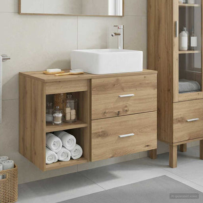 Set di mobili per il bagno 2 pz Rovere Artigianale