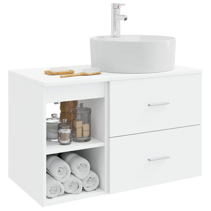 Set di mobili per il bagno 2 pz Bianco Legno ingegnerizzato