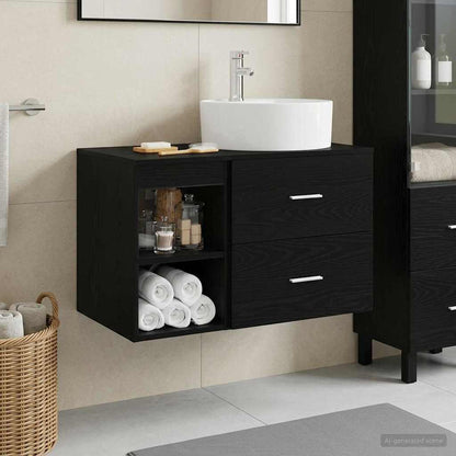 Set di mobili per il bagno 2 pcs Rovere Nero | homemem39