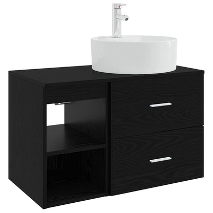Set di mobili per il bagno 2 pcs Rovere Nero | homemem39