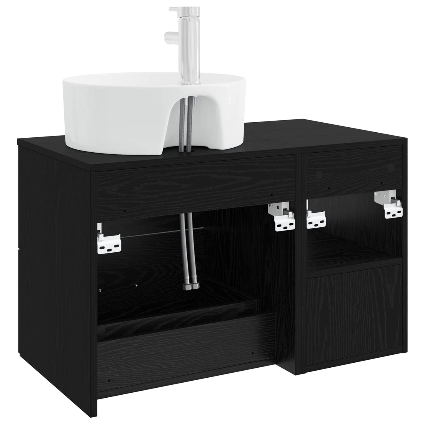 Set di mobili per il bagno 2 pcs Rovere Nero | homemem39