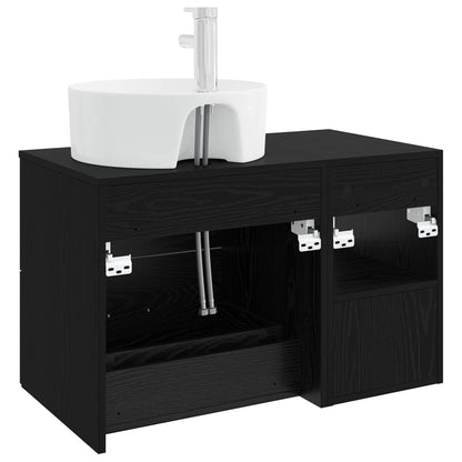 Set di mobili per il bagno 2 pcs Rovere Nero | homemem39