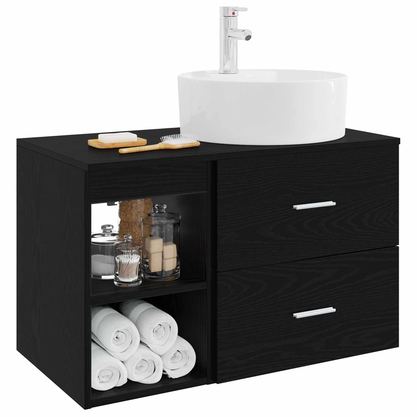 Set di mobili per il bagno 2 pcs Rovere Nero | homemem39