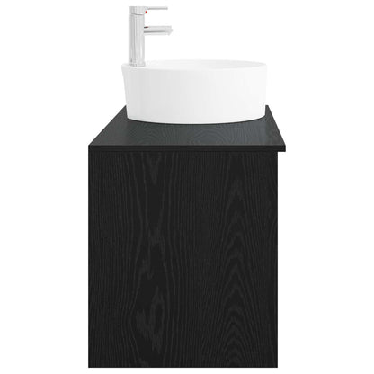 Set di mobili per il bagno 2 pcs Rovere Nero | homemem39