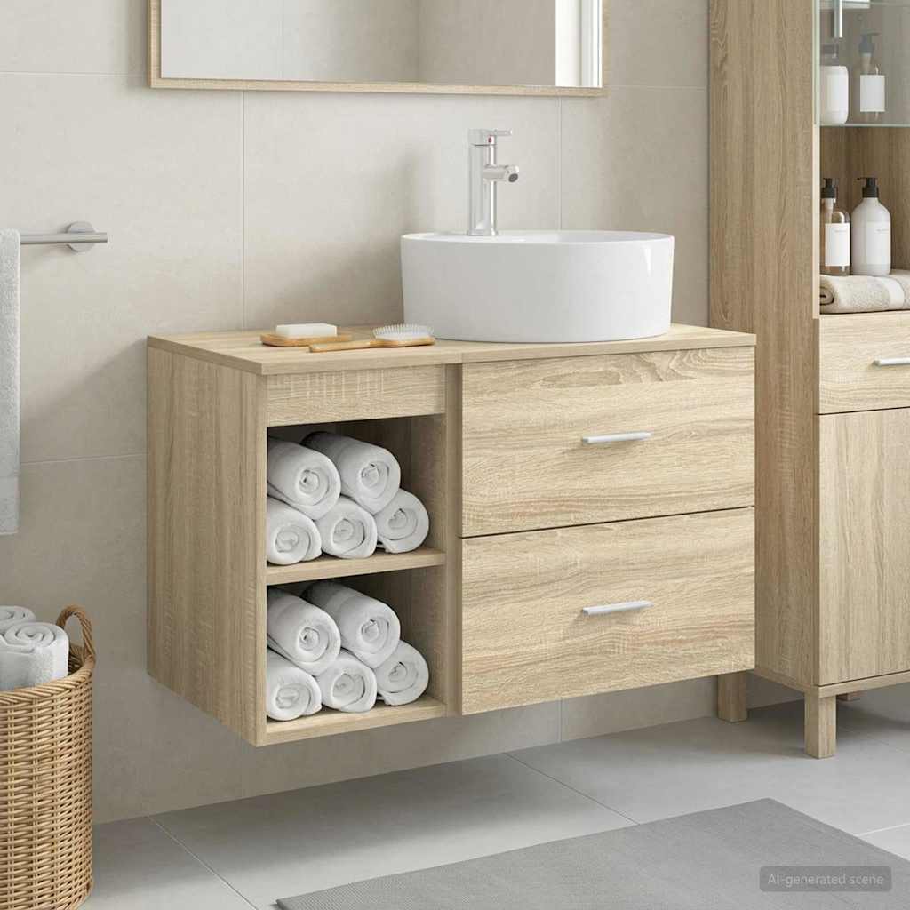 Set di mobili per il bagno 2 pz Rovere Sonoma