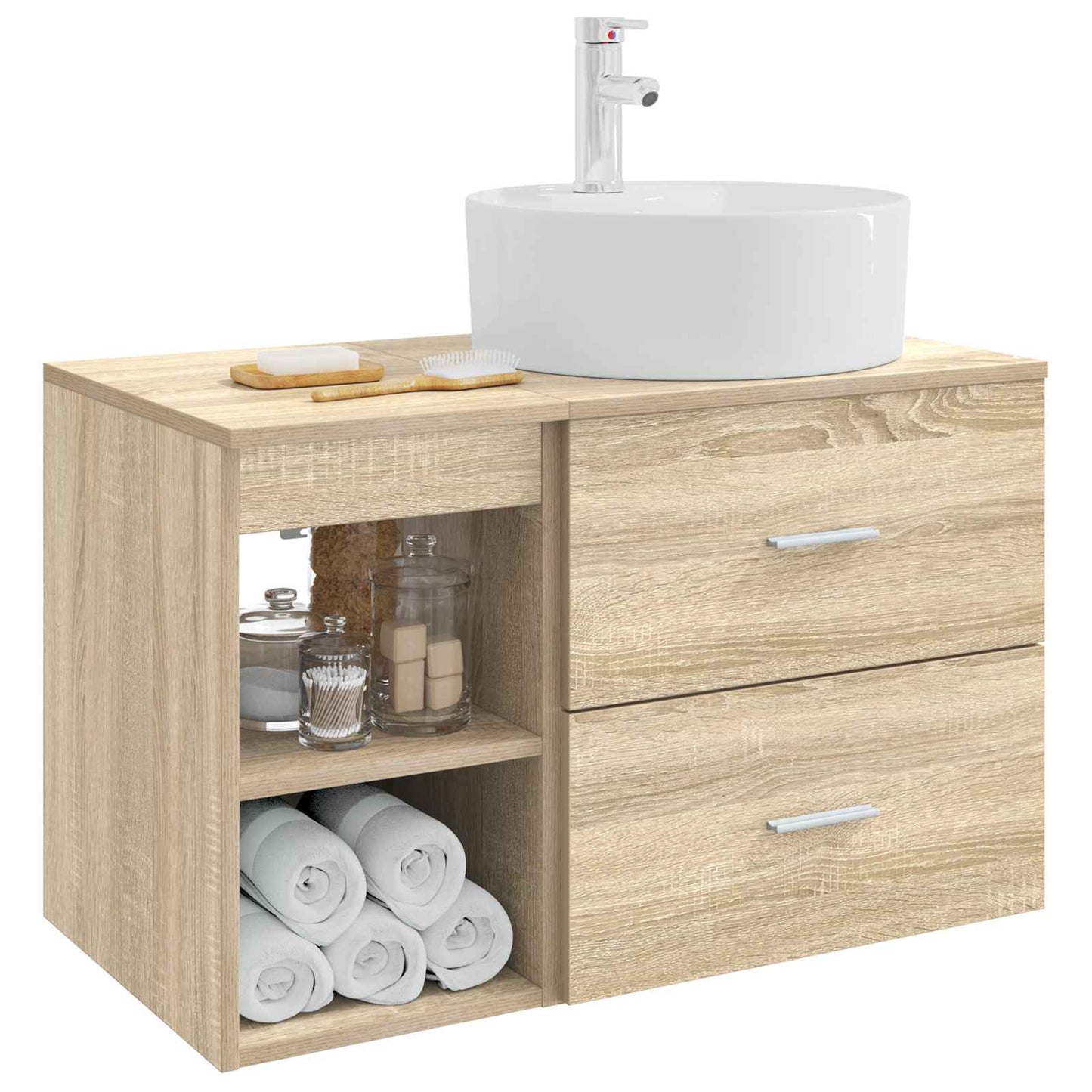 Set di mobili per il bagno 2 pz Rovere Sonoma