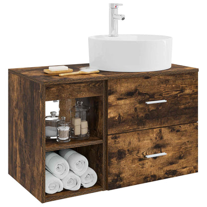 Set di mobili per il bagno 2 pcs Rovere Fumo | homemem39