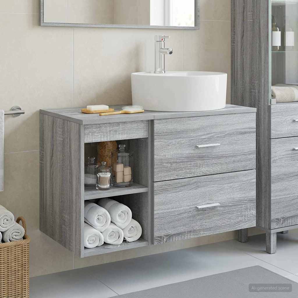 Set di mobili per il bagno 2 pcs Sonoma grigio | homemem39