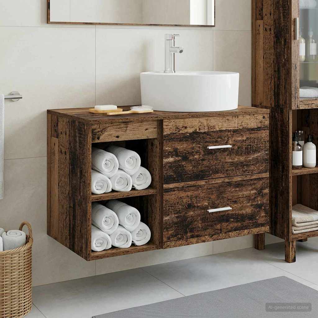 Set di mobili per il bagno 2 pcs Legno antico | homemem39