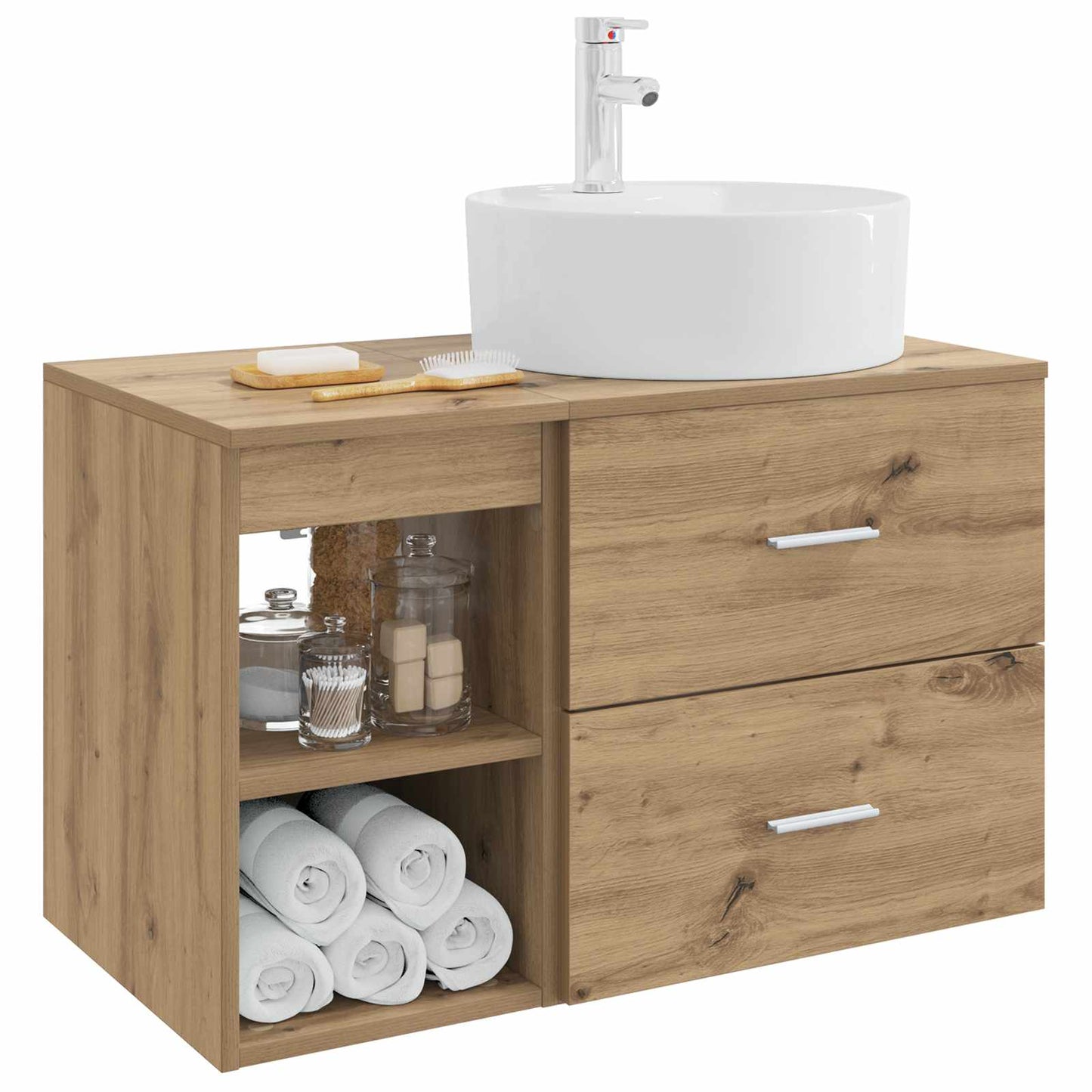 Set di mobili per il bagno 2 pz Rovere Artigianale | homemem39
